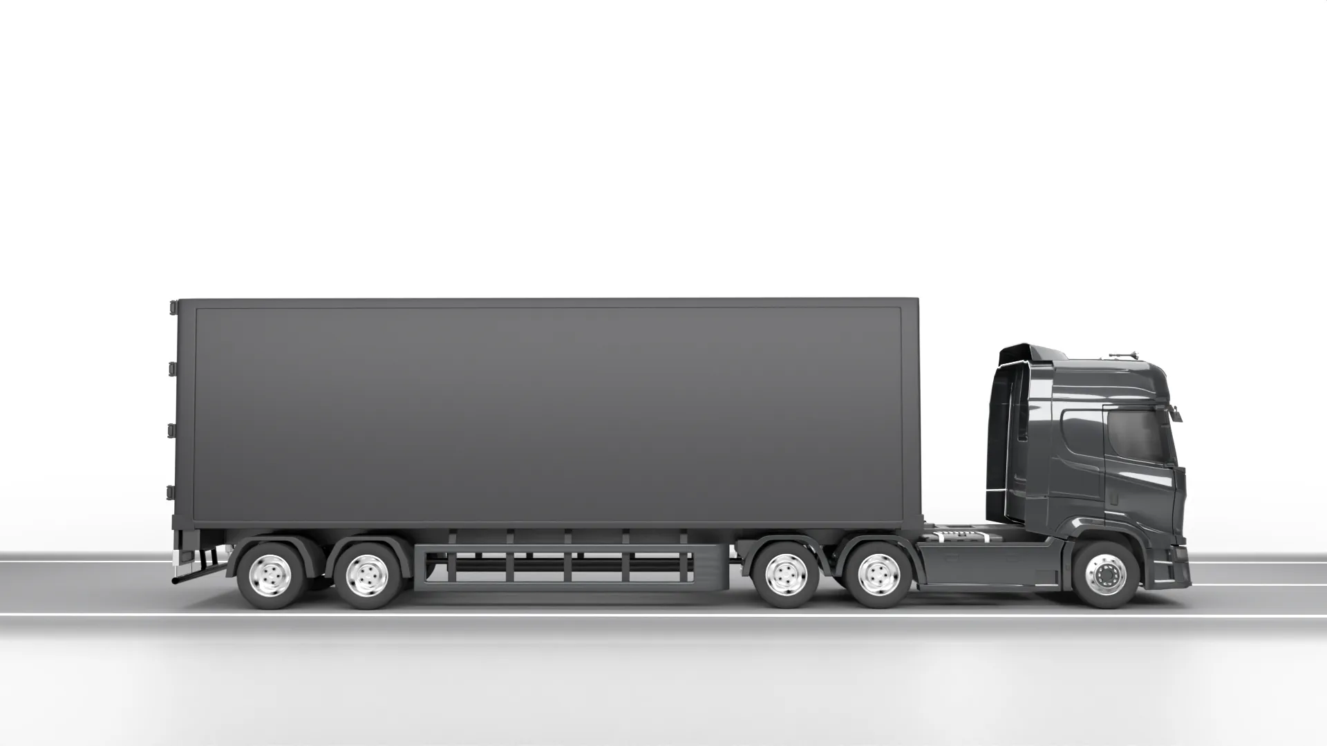 Lastbil med trailer från sidan